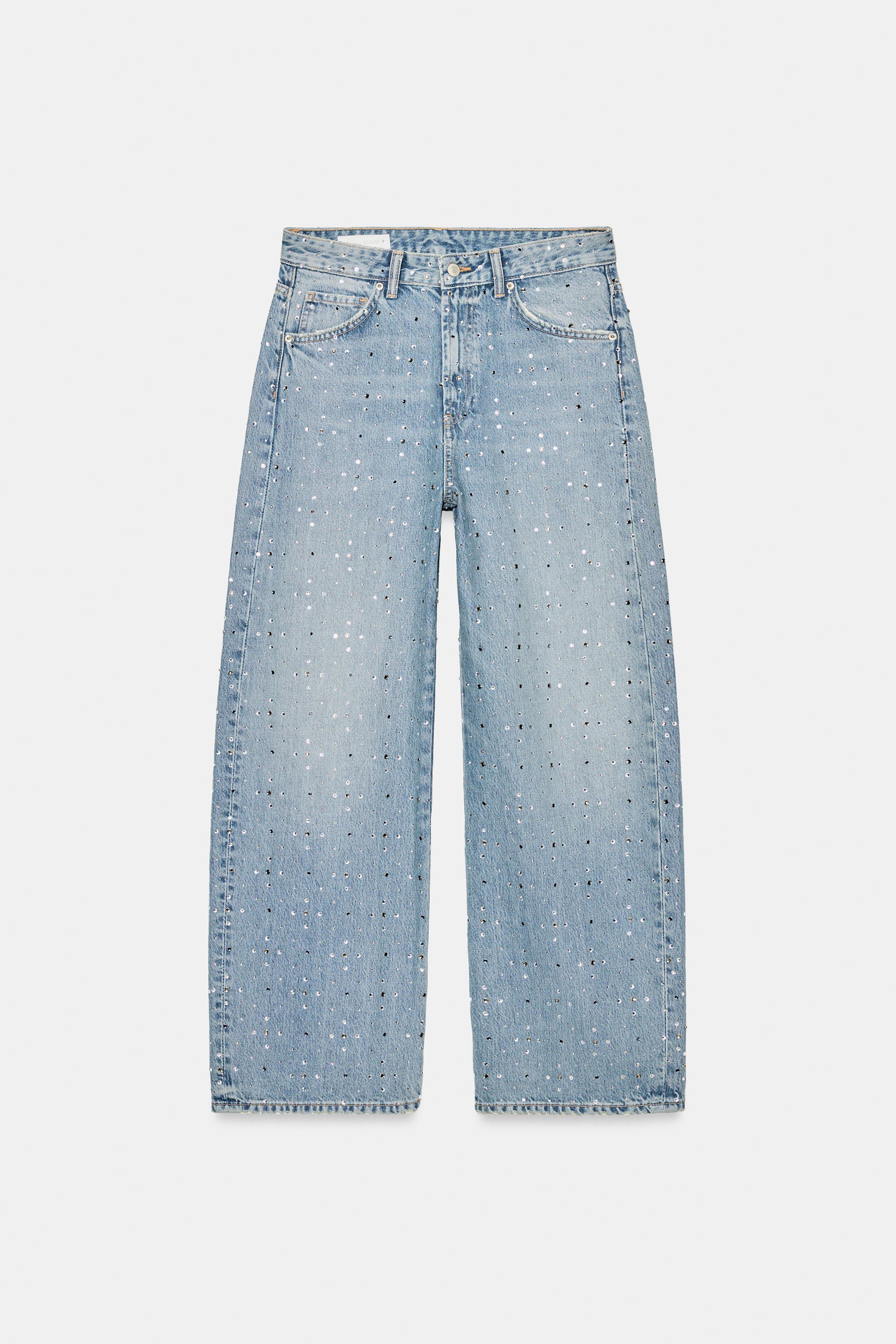 TRF MID-RISE SHIMMER BAGGY JEANS